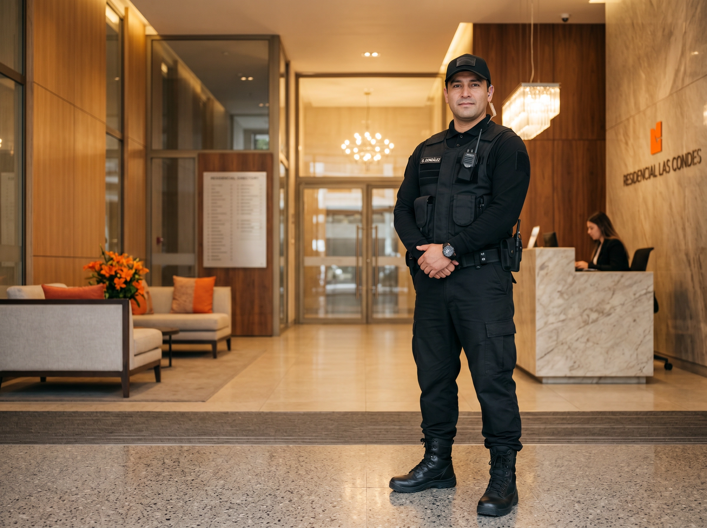 Guardia Allied en lobby de edificio residencial